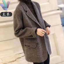 小西装外套女短款秋冬新款韩版休闲显瘦格子西服潮