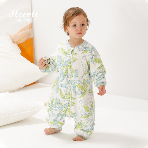 Baby sleeping bag, children's anti-kick quilt pajamas, spring, autumn and winter baby split-leg sleeping bag, newborn one-piece pajamas
