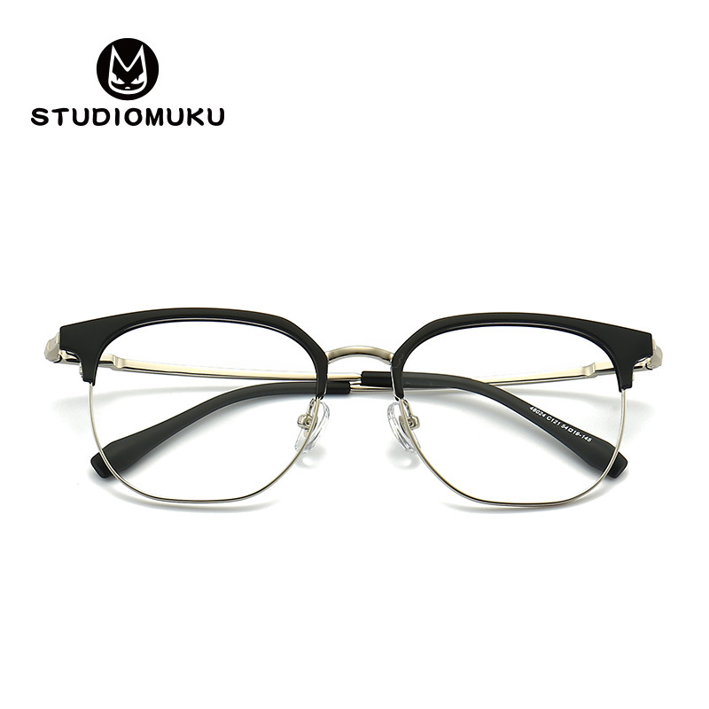 STUDIOMUKU mu fresco gafas estilo japonés cara grande retro medio marco gafas marco puede ser equipado con miopía gafas marco