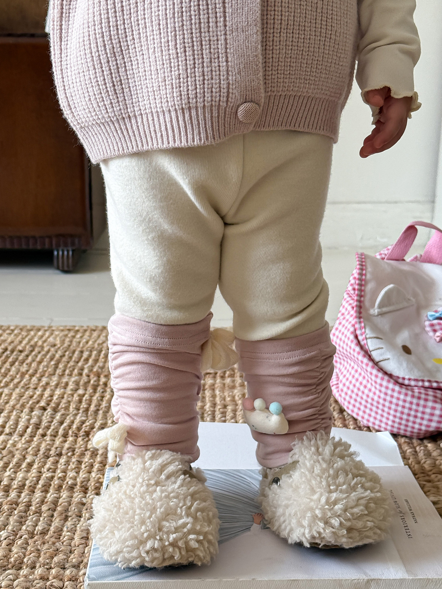 Pantalones de base de terciopelo beige