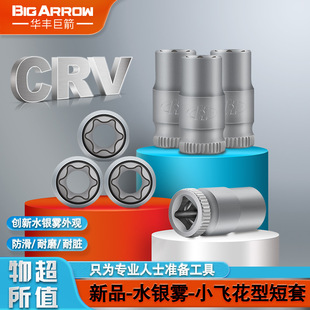 Huafeng Giant Arrow Brand 6.3mm (1/4") Matte Chrome Vanadium Steel Flower Pattern Short Sleeve