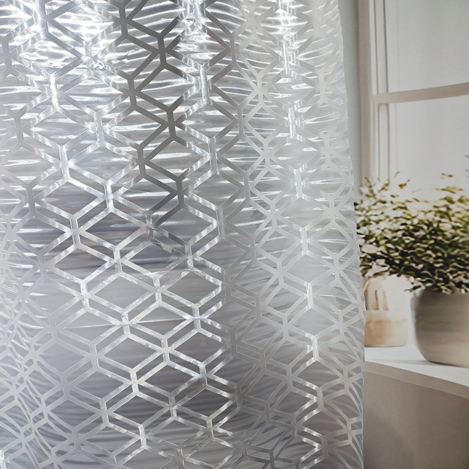 샤워커튼 - 새로운 다이아몬드 스타일 [방수 및 곰팡이 방지 기술 + NOPBA 및 냄새]