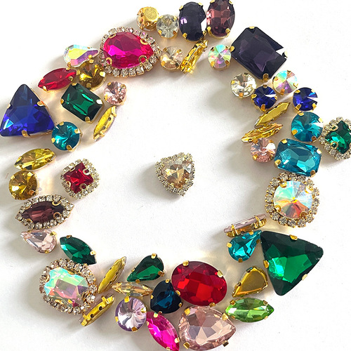 Cross-border 50 mixed crystal welded edge single-claw hand-stitched diamonds, wedding dress accessories, headwear DIY diamond jewelry