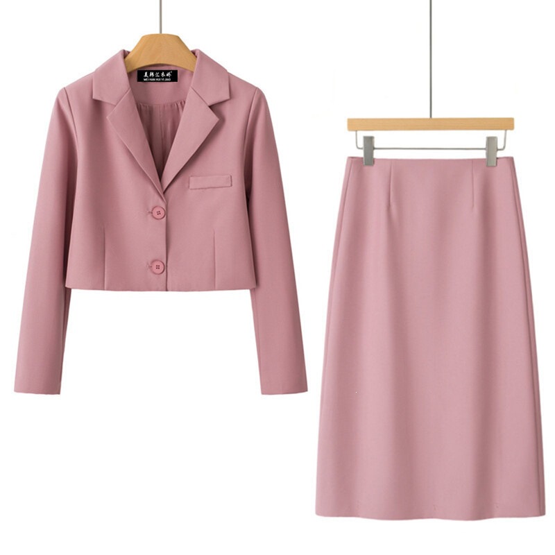 High-End Pink Blazer for Women, Spring and Autumn 2026 New Style, Loose Black Small Suit Set with Skirt High-End Pink Blazer for Women, Spring and Autumn 2026 New Style, Loose Black Small Suit Set with Skirt