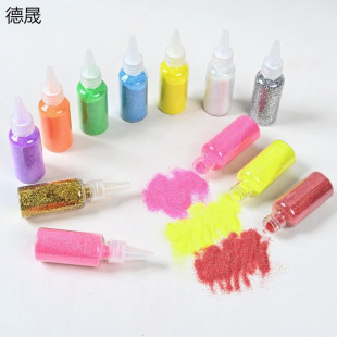 30ml Pointed Mouth Bottle of Glitter Powder Yiwu Factory Direct Sales Kidsren's Painting Handmade 12-Color Glitter Powder