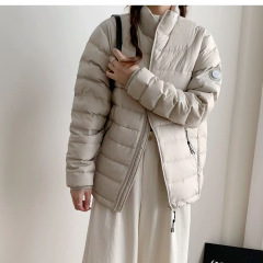 90白鸭绒立领排骨薄款羽绒服女短款2025年秋冬新款小个子情侣外套