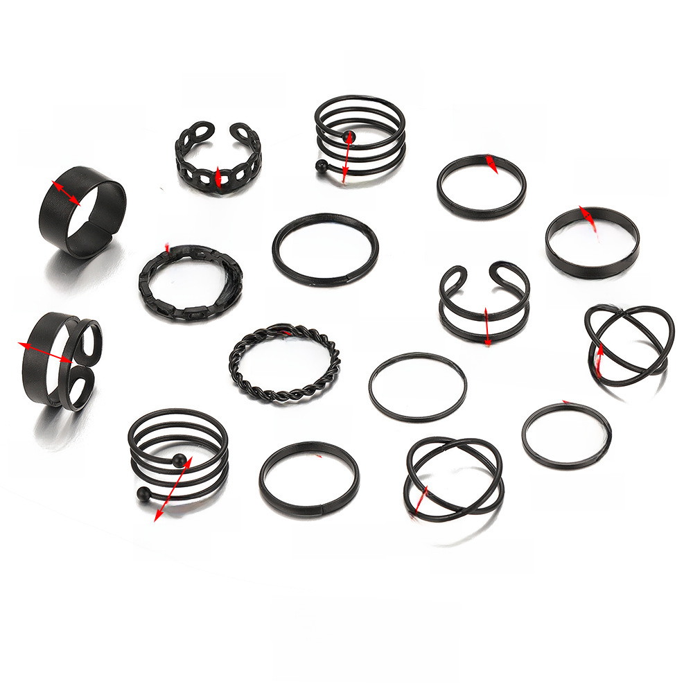 ny legering personlig ring kreativ enkel retro 6 dele jakkesæt kombinationsring_voghion.com