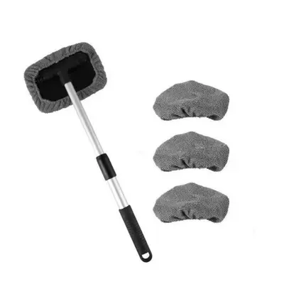 Pole Car Window Brush Set — Car cleaning tools - 1-set-square-plate-4-gray-cloth-covers