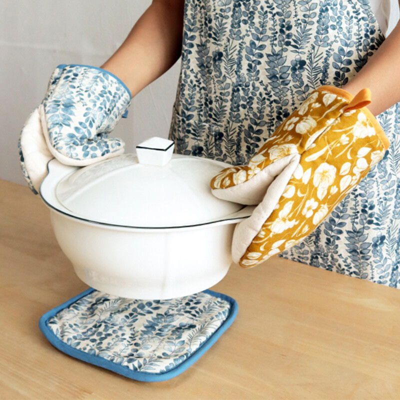 삼각형 냄비 모자 방열 단열 세트 식탁 단열 패드 오븐 전자 레인지 장갑 3 피스 세트