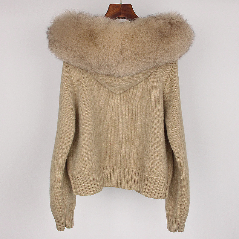 Women's Clothing Spring Jacket Women Zipper Real Fox Fur Collar Hooded Cardigan Tops Jacket Women High end Spring and Autumn_ipsvogv.com