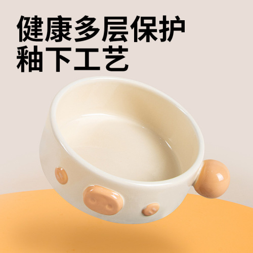 Leyoupai cat bowl ceramic neck protection pet bowl cat and dog drinking water double bowl anti-knock over dog bowl cat basin pet food utensils