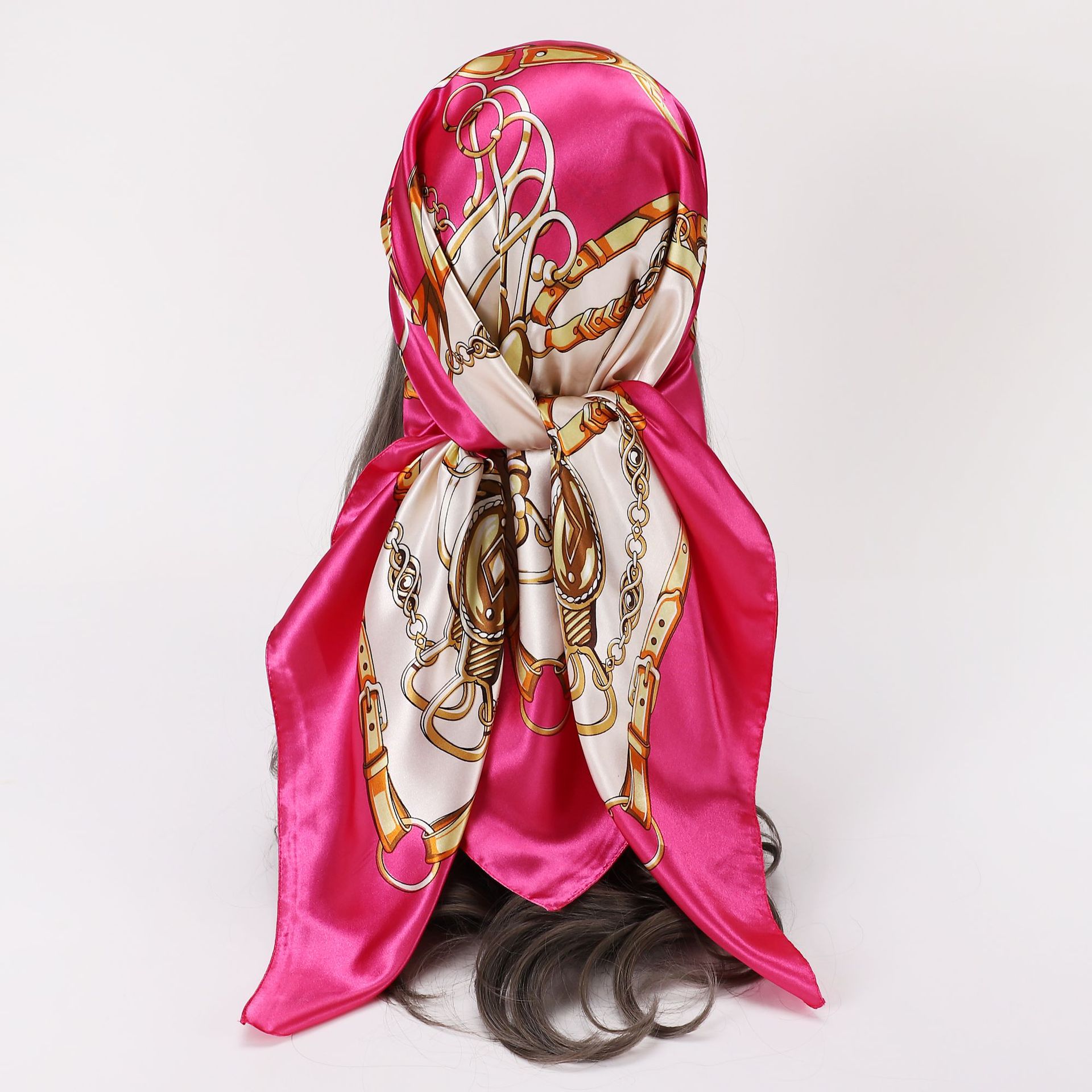 Women's Fashion Chains Print Satin Silk Scarves display picture 20