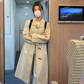 原版做法纯色学院风长袖日系百搭工装休闲外套春秋新款中长款风衣