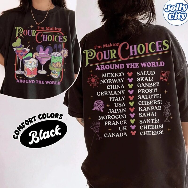 Vintage Shirts in Comfortable Colors That I Choose from Around the World, Epcot Drinking-Themed T-Shirts, Disney Home Wear