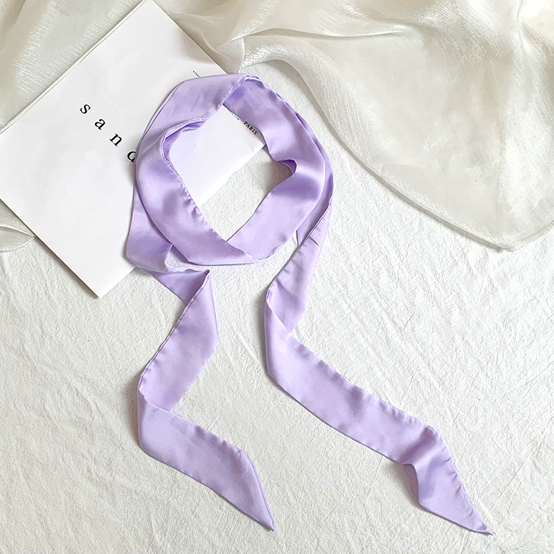 Pañuelo de seda de tira larga, sentido avanzado, nuevo color caramelo, color sólido, bufanda estrecha y versátil, cinta decorativa para el cabello, cinta para atar, cinta