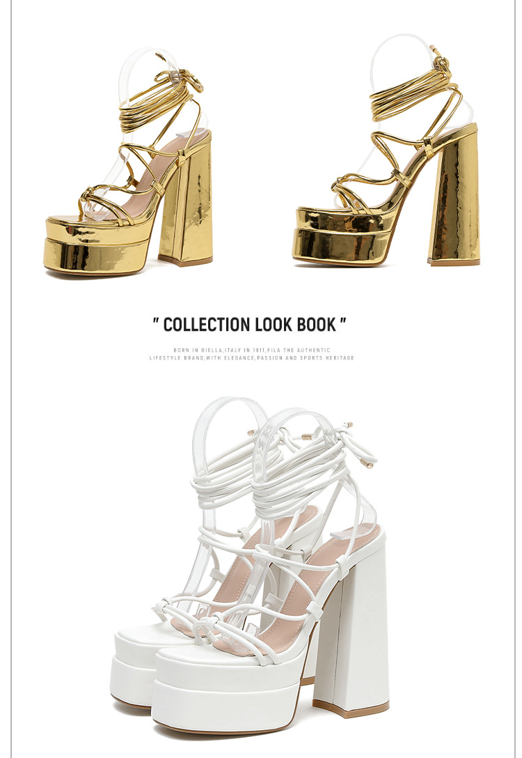 Sandal cao gót La Mã nữ quai dây mảnh, gót 9 cm, phong cách catwalk — Màu tím chi tiết 24