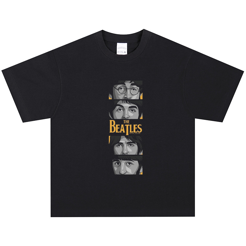 The Beatles披头士乐队摇滚漫画美式t恤街头做旧短袖Vintage长袖