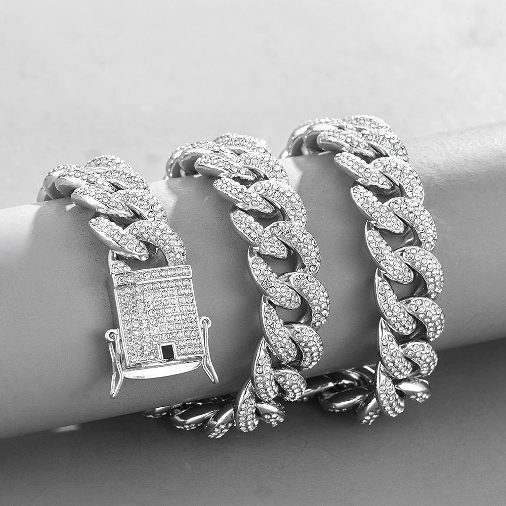 European hipster fashion hip-hop punk diamonds gold silver chain