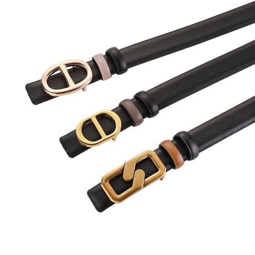 Wholesale double-sided cowhide belt for ladies to match dresses, sweaters, pants, and trench coats - versatile and decorative genuine leather belt for women.
