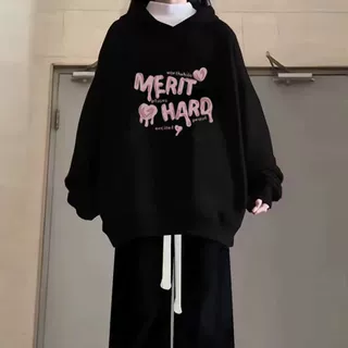 春秋薄款/加绒冬季百搭单品/两件套时尚连帽卫衣抽绳阔腿裤潮套装