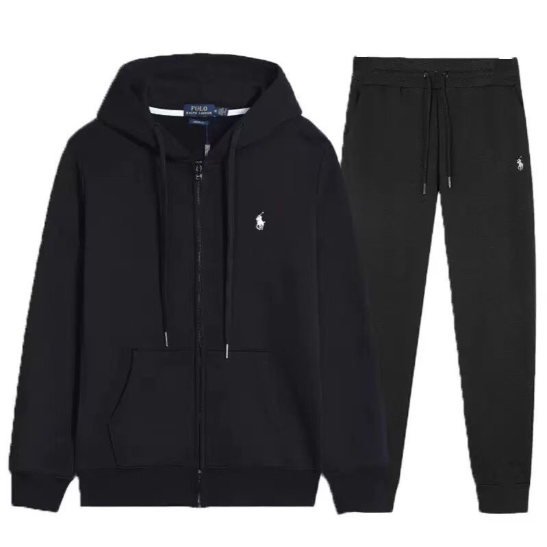 Embroidered Pony Logo Cardigan Sweatshirt Cross-Border Style Men's Spring and Autumn Set Hooded Jacket Casual Pants Set