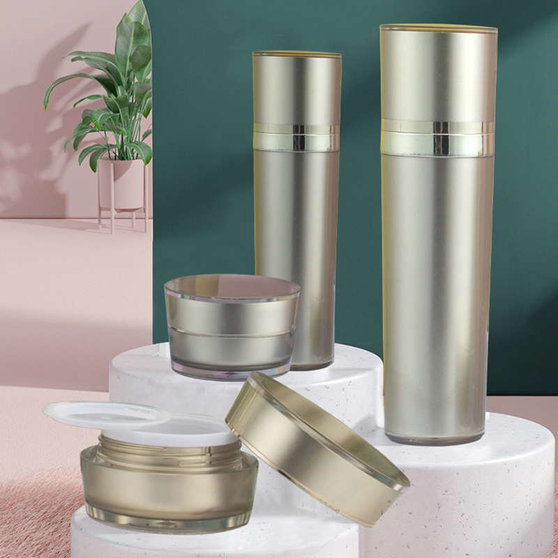 金色锥形膏霜补水喷头瓶美容院护肤套装包装瓶按压泵头乳液分装瓶