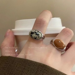 メイラード～天石オープンリング レディース ファッション 個性的 クールスタイル 指輪 レトロ 気質 多用途 人差し指リング