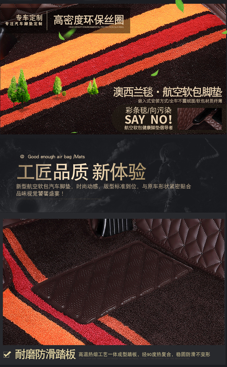 360 Aviation Soft Car Floor Mats Inlaid Wear-resistant and Environmentally Friendly Car Surrounding Floor Rubber Blanket Full Coverage