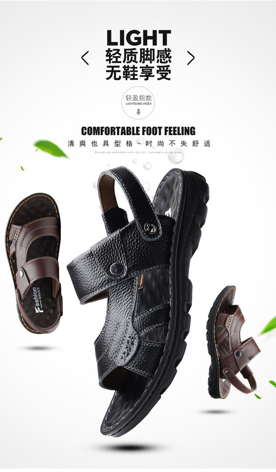 Dép sandal nam da bò đế dày mềm, quai ngang thoáng khí, đi biển và đi chơi hằng ngày — Màu nâu, màu đen chi tiết 8