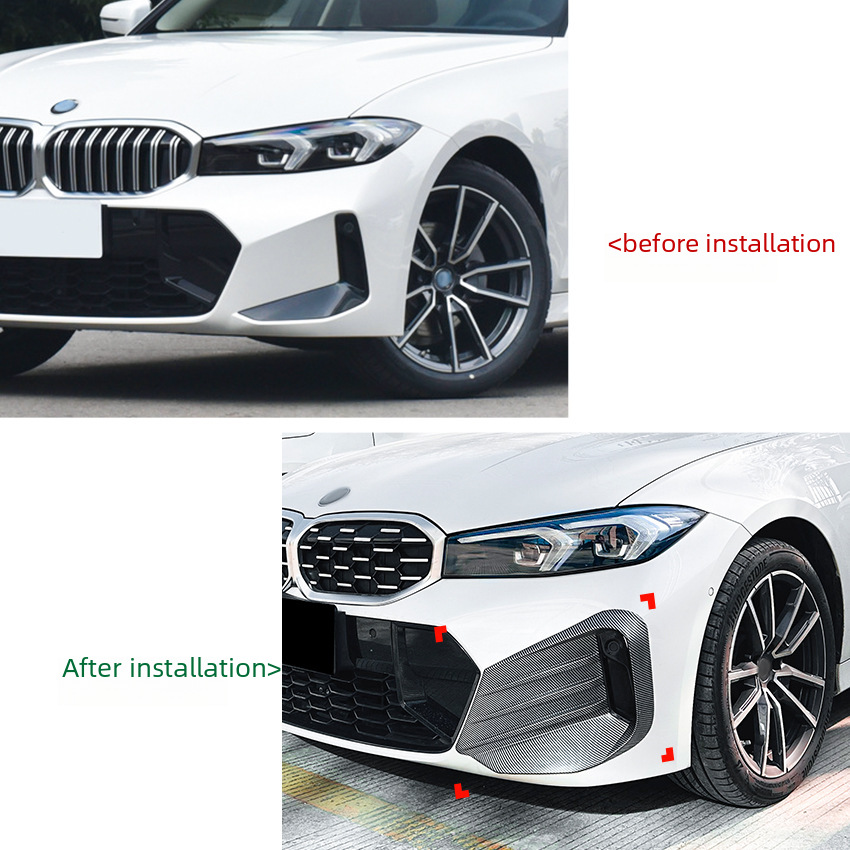 (2개) BMW 3 시리즈 G20 G21 LCI M 스포츠 2023 전면 에어 나이프 TUYERE 그릴 외부 수정을 위해 적당한