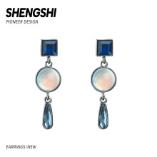 巴洛克蓝水滴耳坠耳饰小众秋冬复古精致简约韩国高级感气质耳钉女