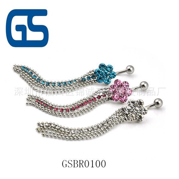 (Cross-border trading), high-end belly button piercing with tassels, flowered