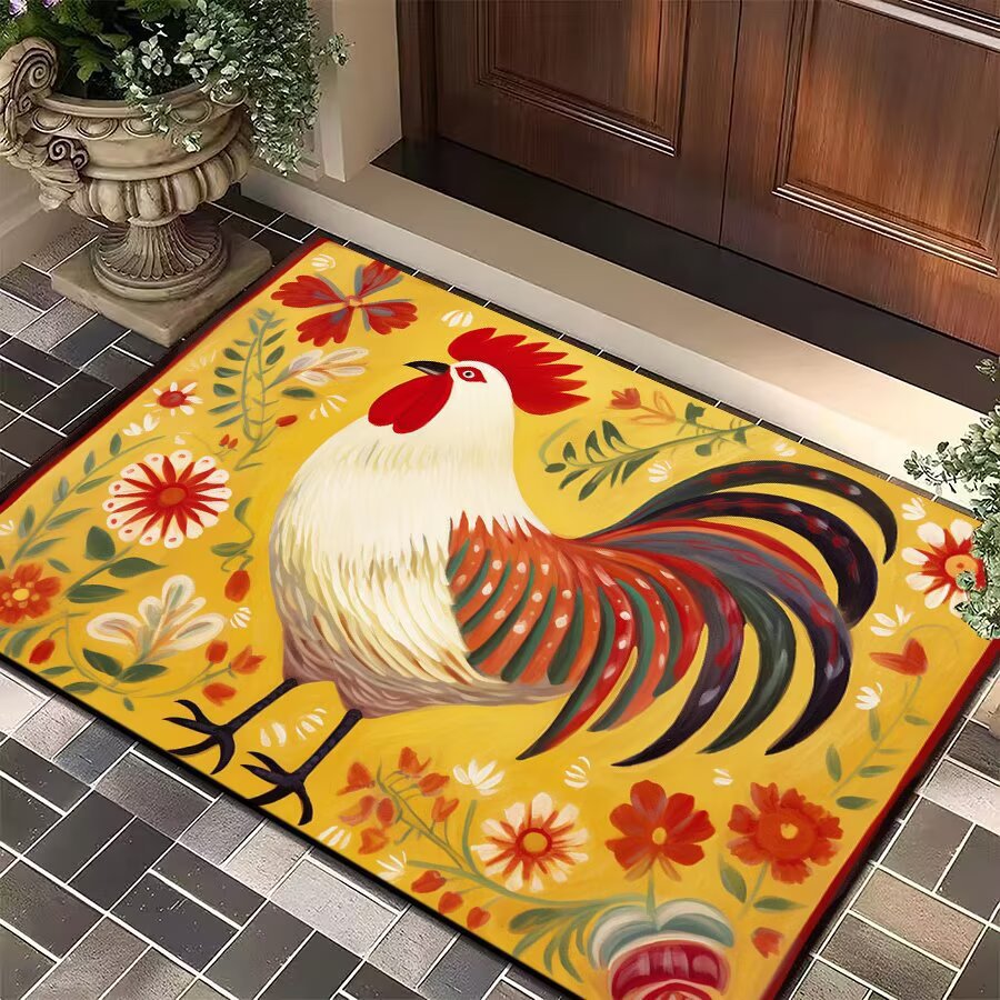 Mud de diatomeas Amazon emitió una alfombra de piso de gallo grande estadounidense transfronteriza, alfombrilla de entrada para puerta, alfombrilla de cocina resistente a las manchas