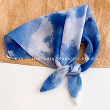 小方巾丝巾女三角包头防晒云南扎染发带护颈围脖子搭配衬衫薄围巾