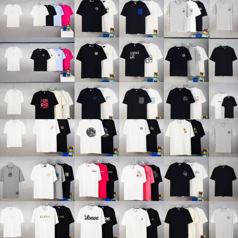 Cross-Border High-End Version Loewe Classic Three-Dimensional Embroidered Short-Sleeve Loose Casual Unisex Fashion Versatile T-Shirt Cross-Border High-End Version Loewe Classic Three-Dimensional Embroidered Short-Sleeve Loose Casual Unisex Fashion Versatile T-Shirt