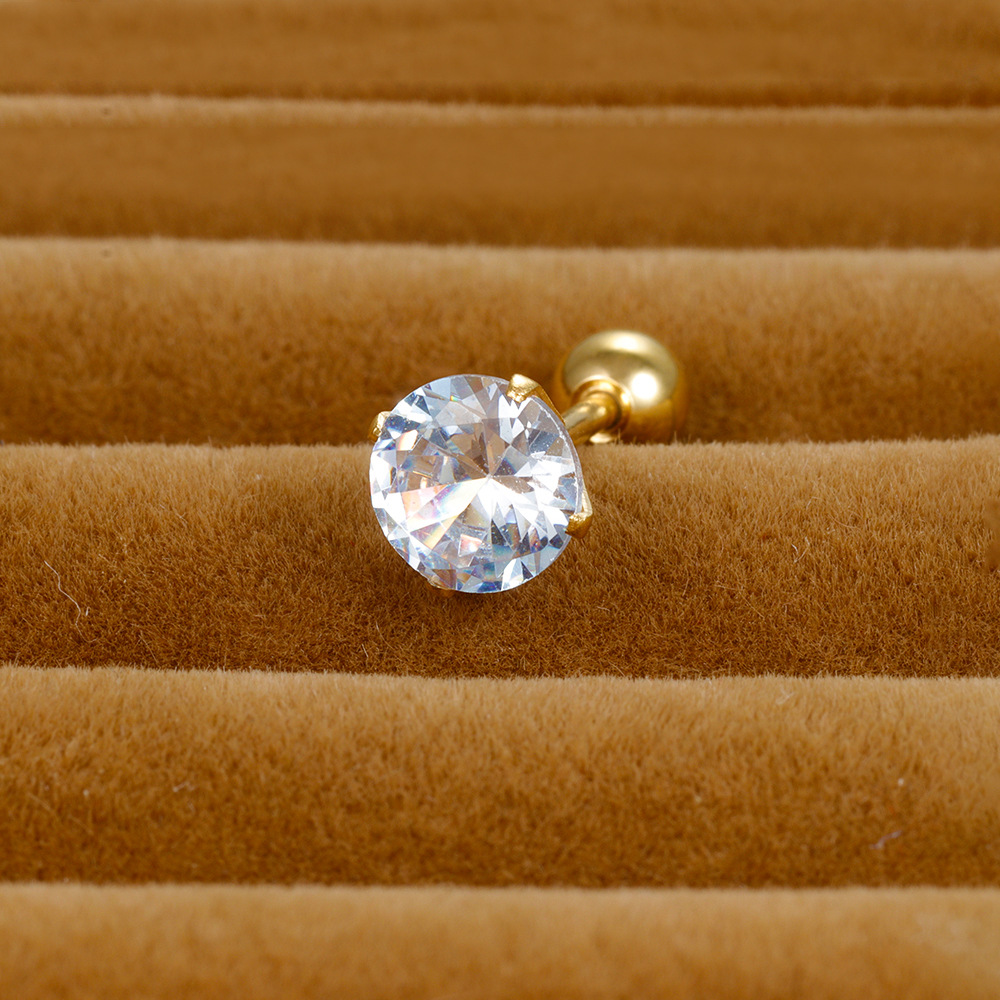 Round Pattern 1 Piece Simple Style Round Plating Inlay Stainless Steel Zircon Cartilage Earrings