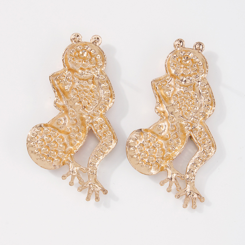 Fashion Frog Alloy Diamond Frog Stud Earrings