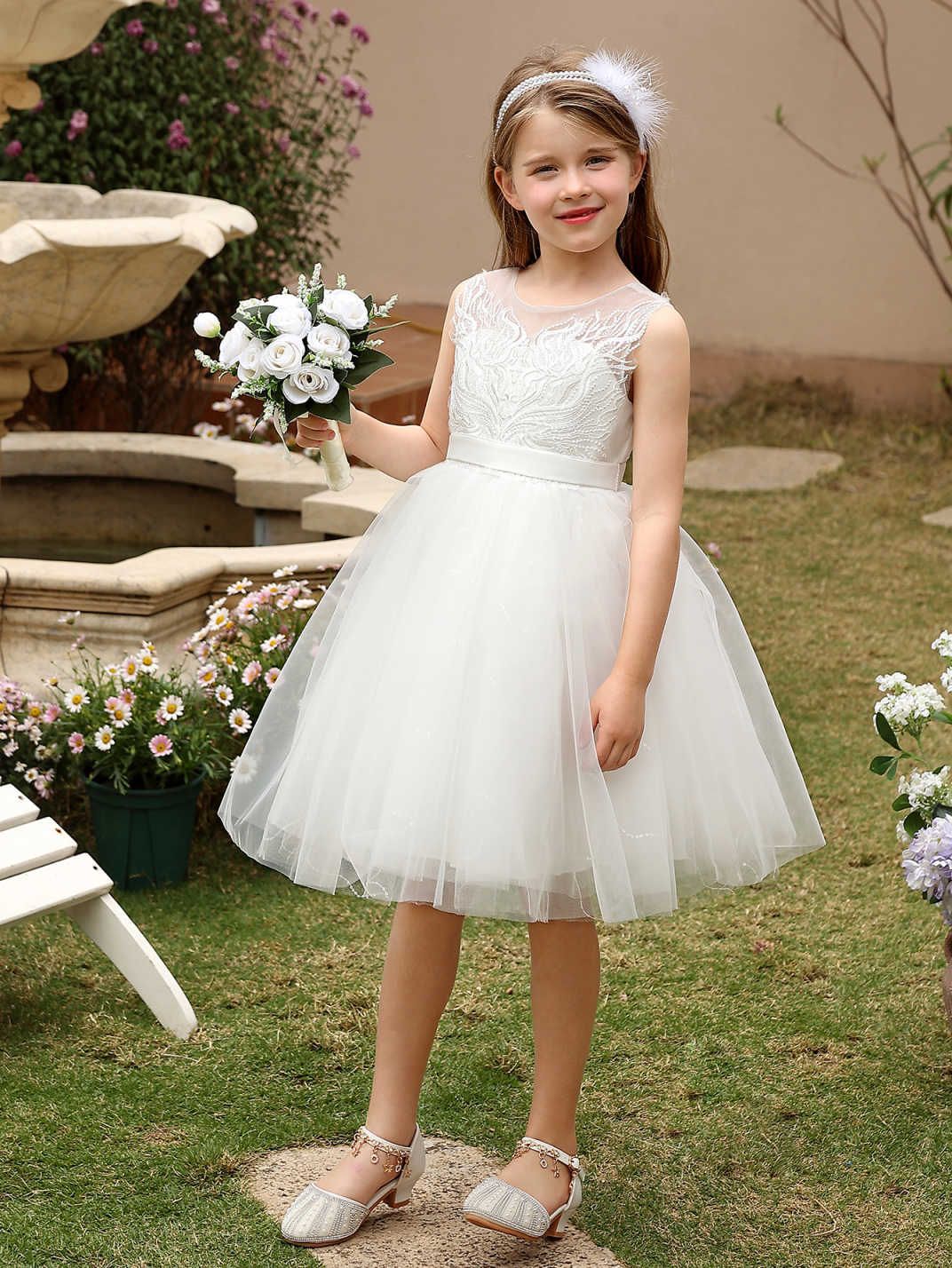 Vestido de niños transfronterizos princesa niñas vestidos de niñas vestidos de boda corto sin mangas