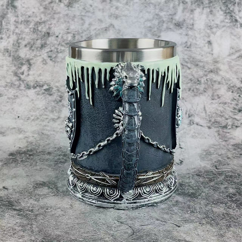 Description Picture 6 of item1PCS Mug Goblet Stainless Steel Resin 3D Beer Tankard Wine Glass Mugs Party Drinkware MAN Decoration Christmas Gift Snow Winter