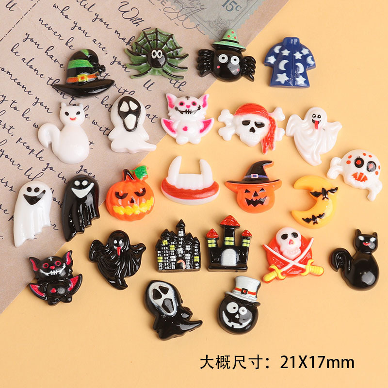 漫画面白いハロウィンゴーストカボチャ樹脂アクセサリー diy ジュエリーヘアアクセサリーキーホルダーペンダント下駄バックル|undefined