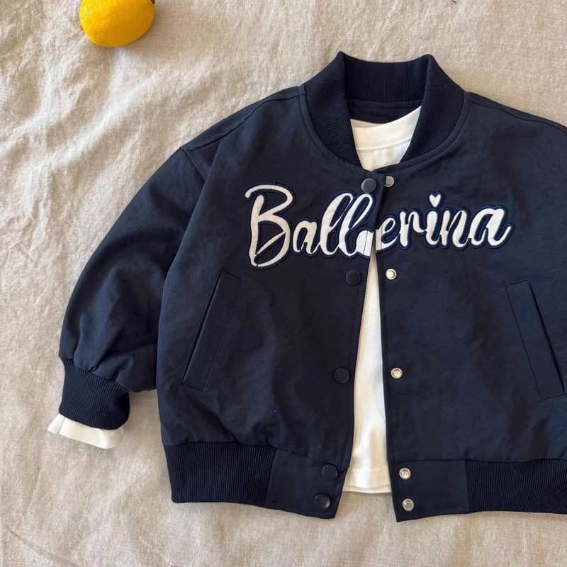 Children's Jacket 26 Spring and Autumn Boys' Japanese-Style Letter Baseball Jacket Toddler Embroidered Jacket Big Kids Stand Collar Top