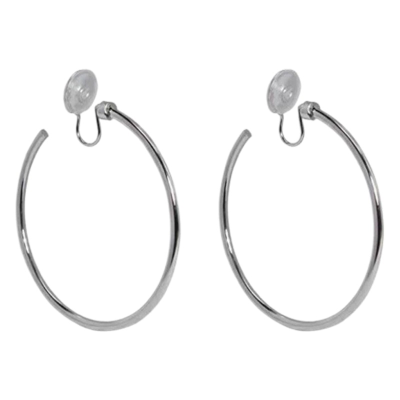 Silver glossy plain ring large ring earrings non-pierced mosquito coil ear clip shaking cross-border wholesale earrings for women simple