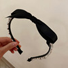 Retro black hairgrip with bow, headband, hair accessory, 2023 years, french style