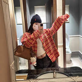 衬衣女款2025新款爆款宽松格子衬衫女开春小众穿搭上衣