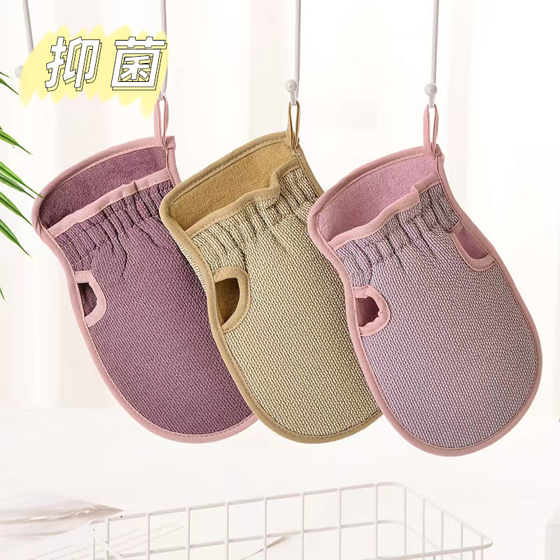 Factory wholesale creative antibacterial high and low tight-mouthed bath towel frosted to mud bath towel adult household back rubbing gloves