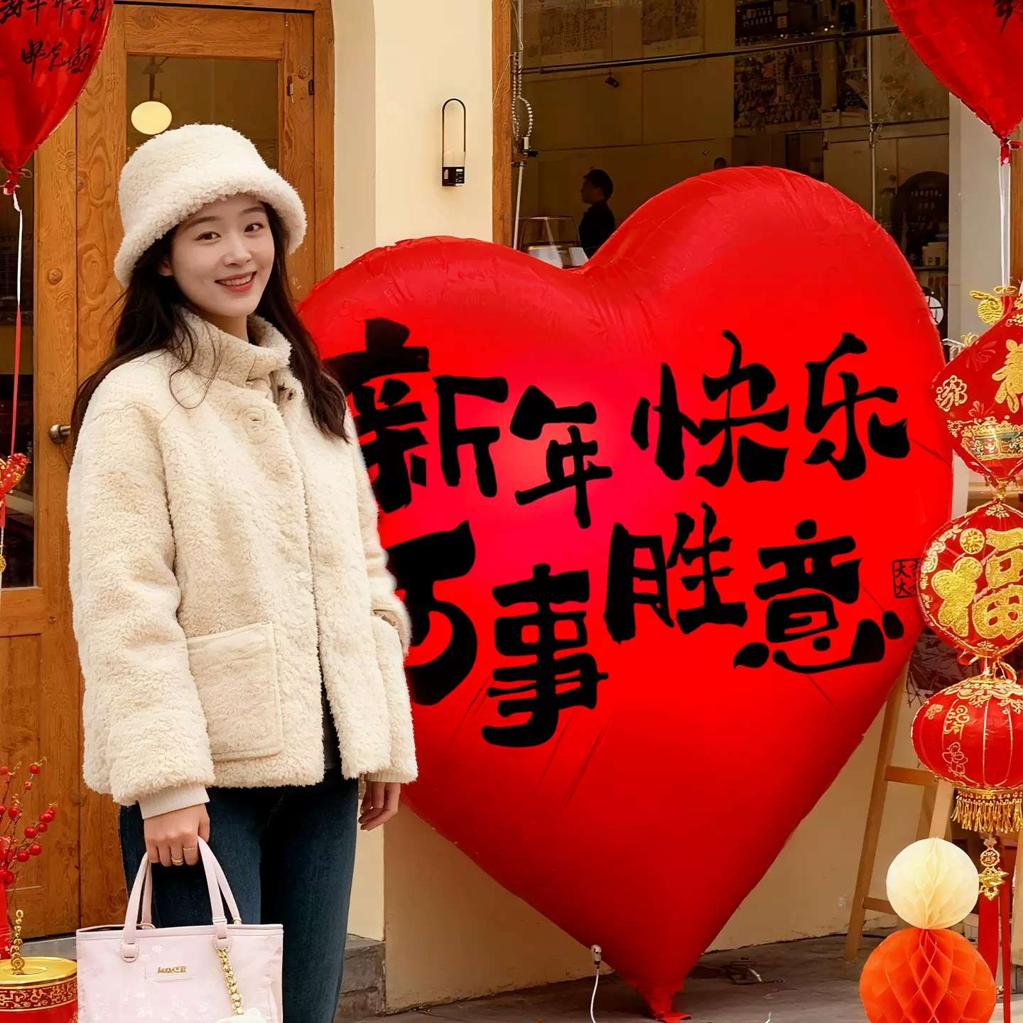 2026元旦新年跨年夜放飞飘空爱心气球装饰情人节摆摊批发拍照道具