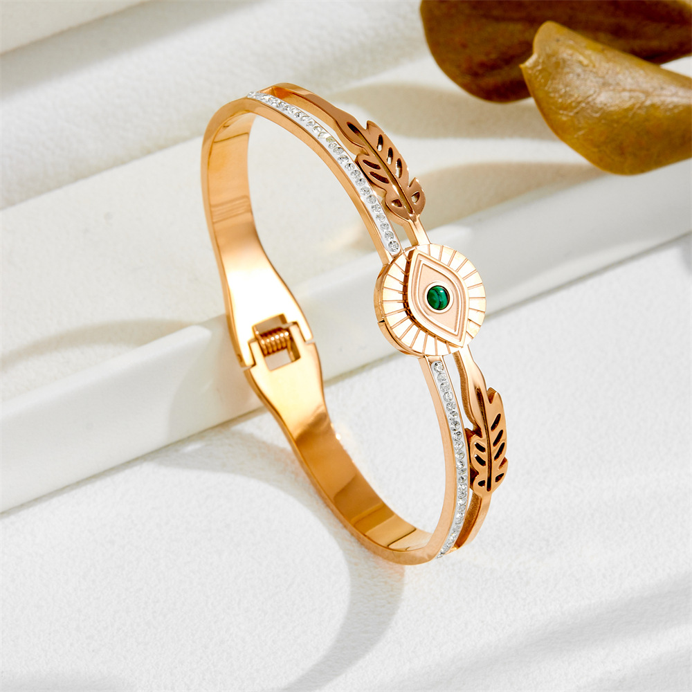 Bangle Classification Titanium Steel Chain Material IG Style Eye Titanium Steel Turquoise Zircon Bangle In Bulk