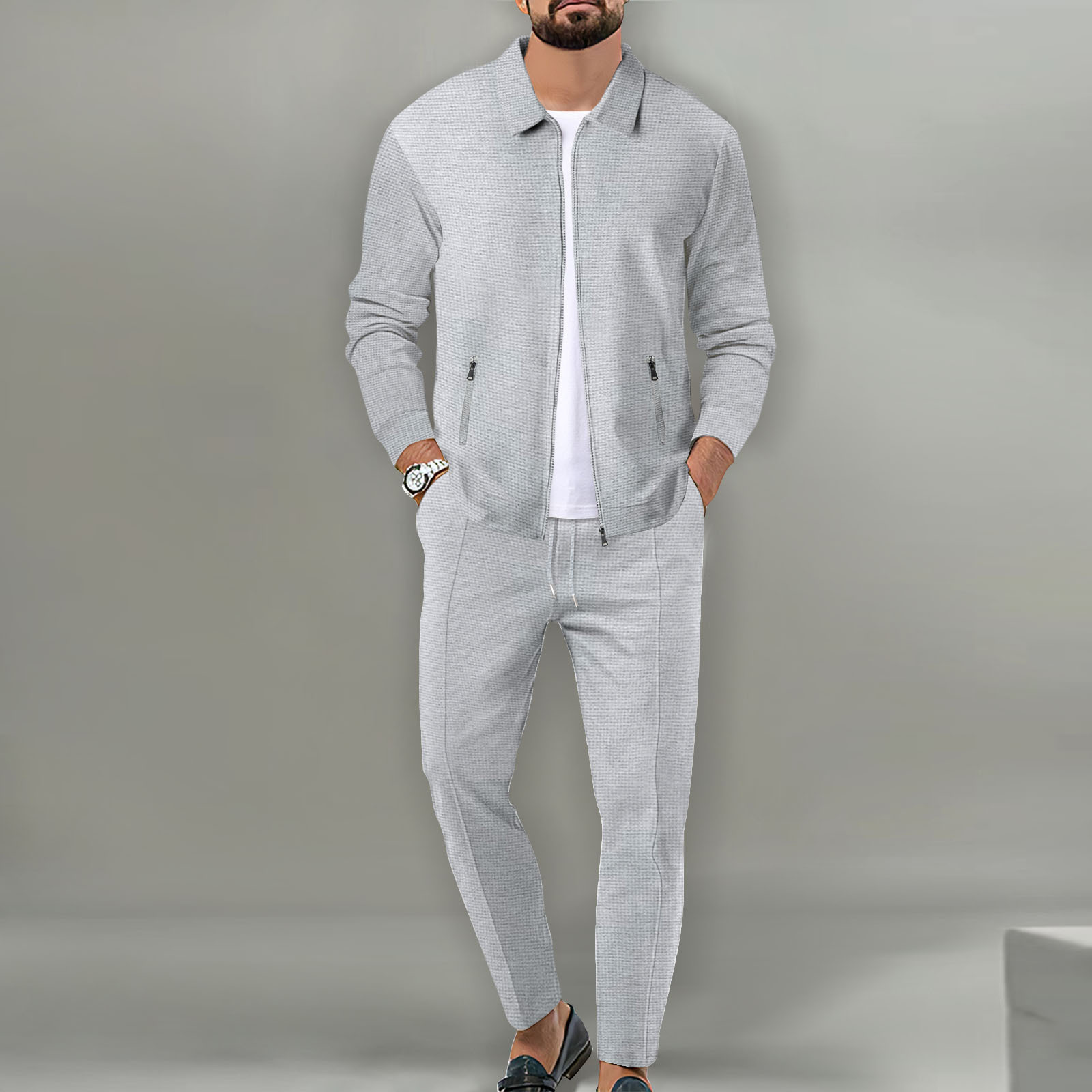 Cross-border New 2025 Autumn Sports suit Men's Casual Cardigan Zipper Men's Casual Sports suit Jacket