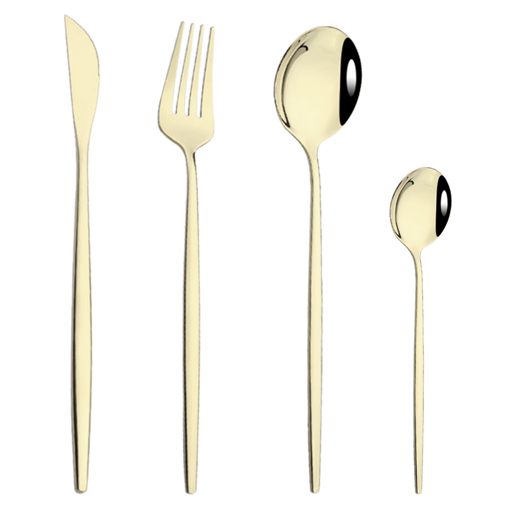 Vajilla de acero inoxidable portugués cuchillo de carne y tenedor portátil ins Hotel Occidental de oro occidental comida cuchillo y tenedor combinación