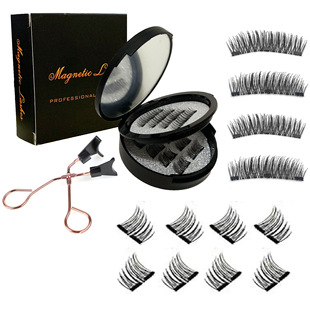 Hot Selling Magnet Eyelashes with Clip Set 16 Pieces Magnetic False Eyelashes 24P Half Eye Double Magnet Cross-Border